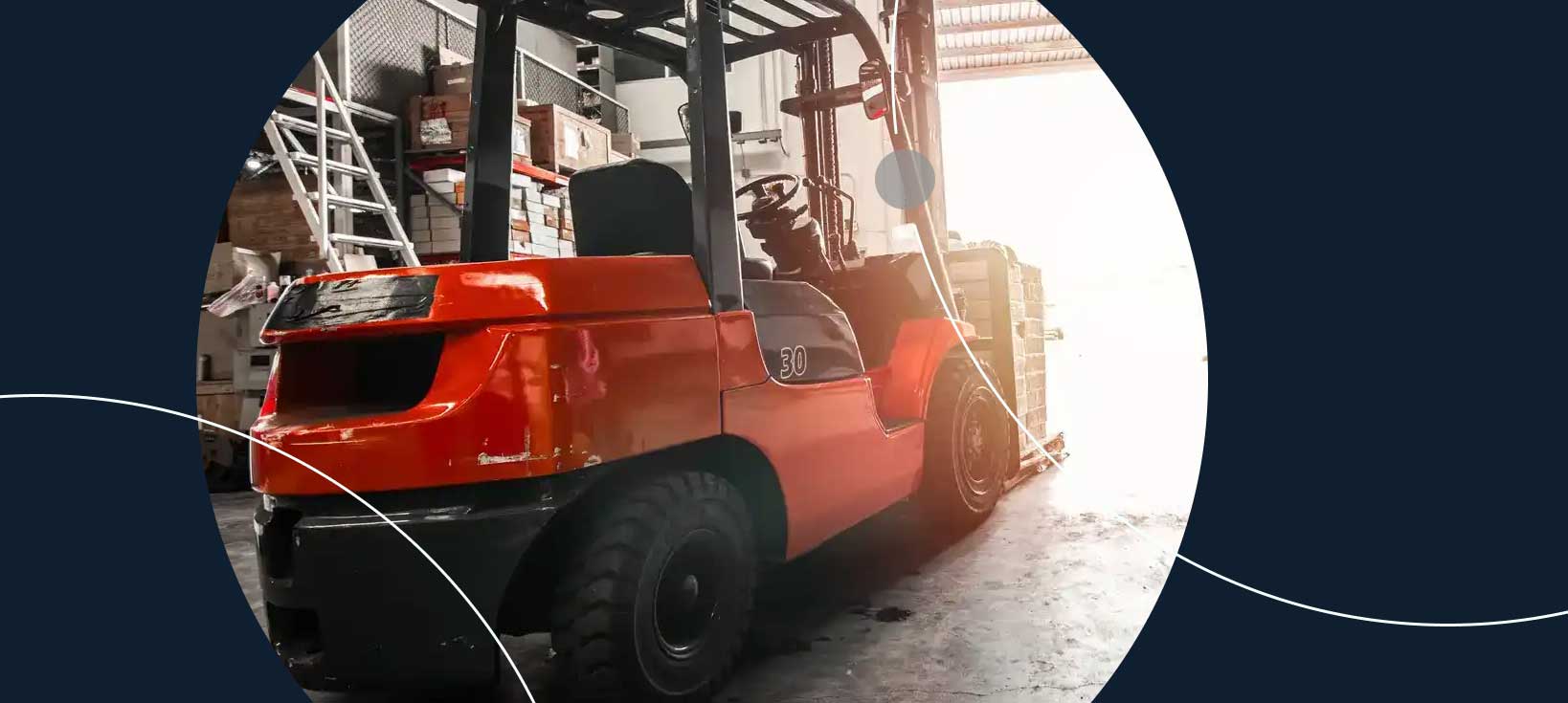 Forklift in a warehouse